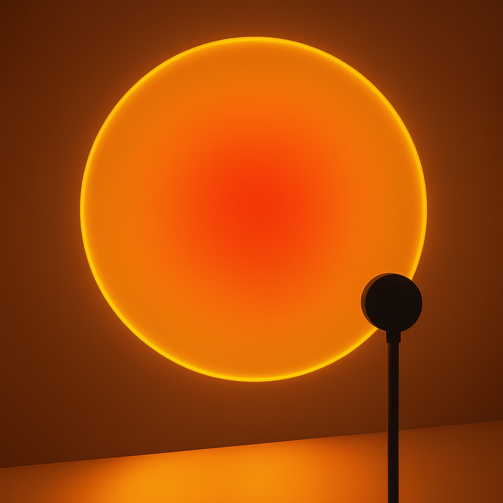 Rotating USB LED sunset effect projection lamp – Decorative and romantic lighting for bedrooms or living rooms