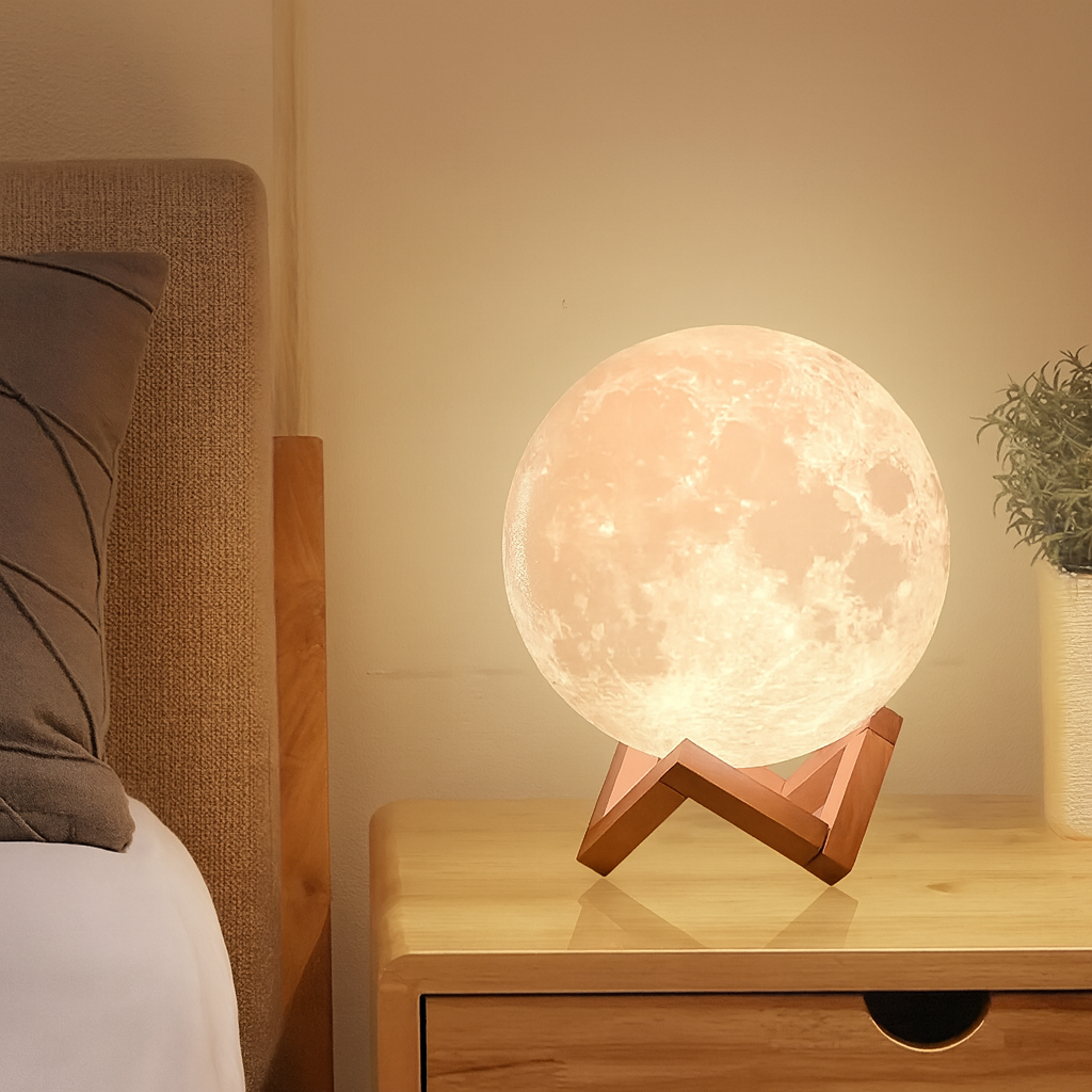 3D LED Moon Lamp with Remote Control – 128 Colours, Touch Control, Timer, Bedroom Decoration & Romantic Gift