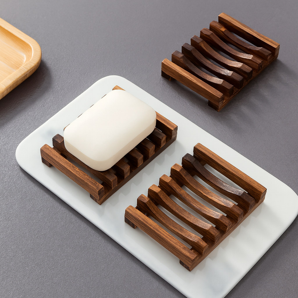 Wooden soap dish with drainage – Stylish and practical soap holder for the bathroom