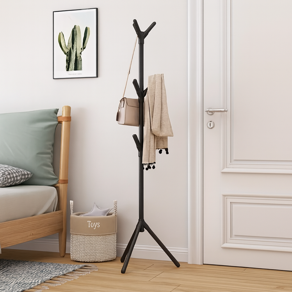 Modern adjustable coat stand – 3 heights, sturdy and space-saving for clothes, bags and hats