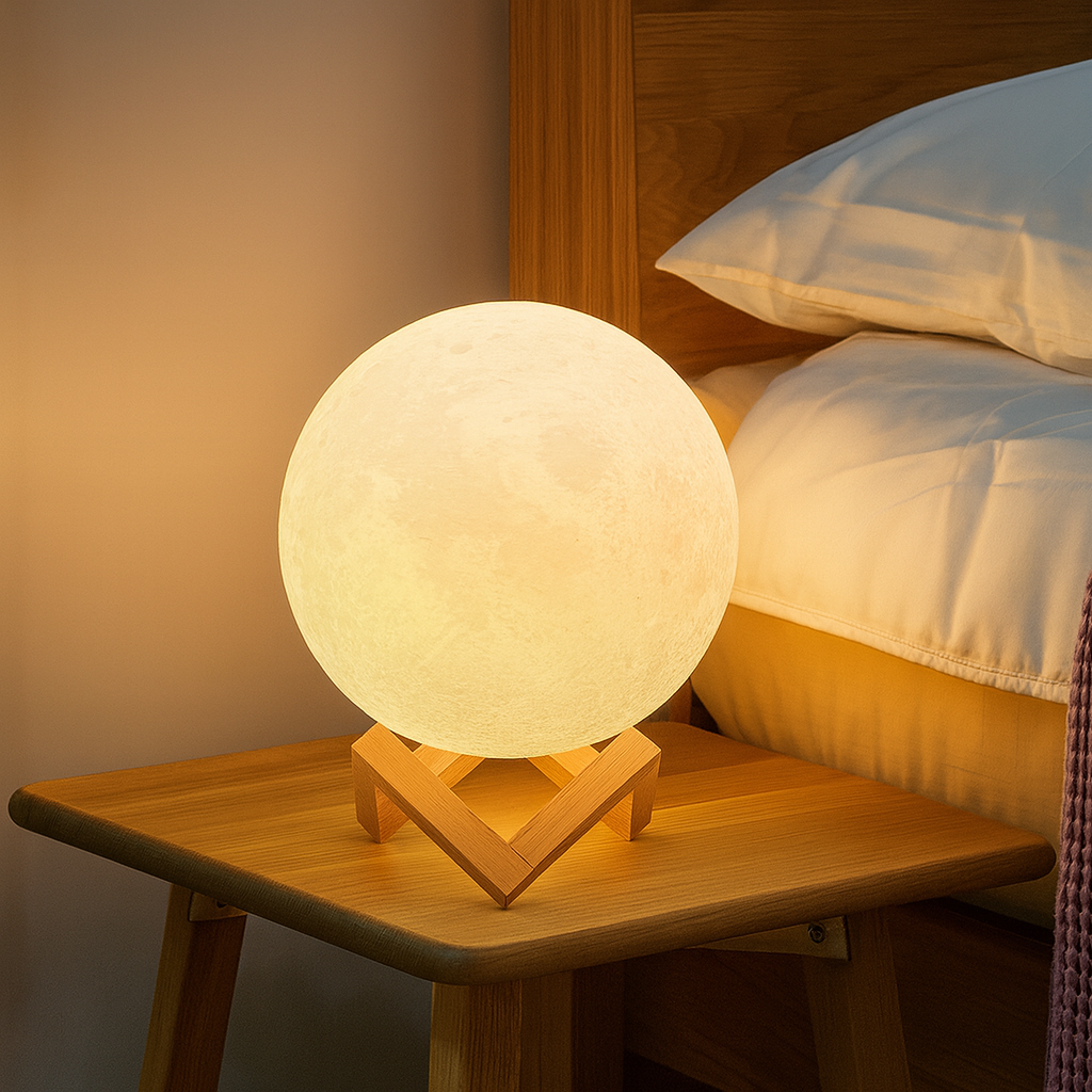 3D LED Moon Lamp with Remote Control – 128 Colours, Touch Control, Timer, Bedroom Decoration & Romantic Gift