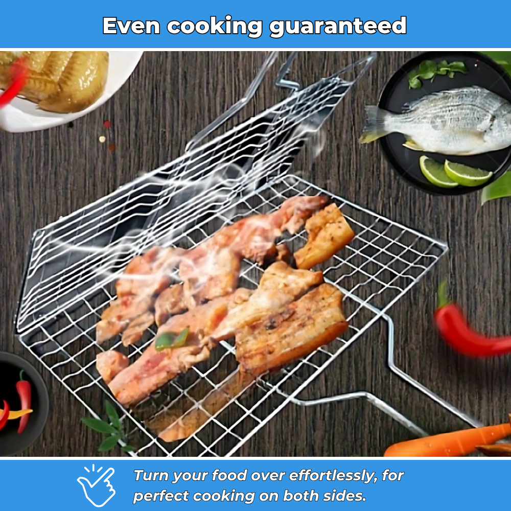 Stainless steel rotating BBQ cooking basket