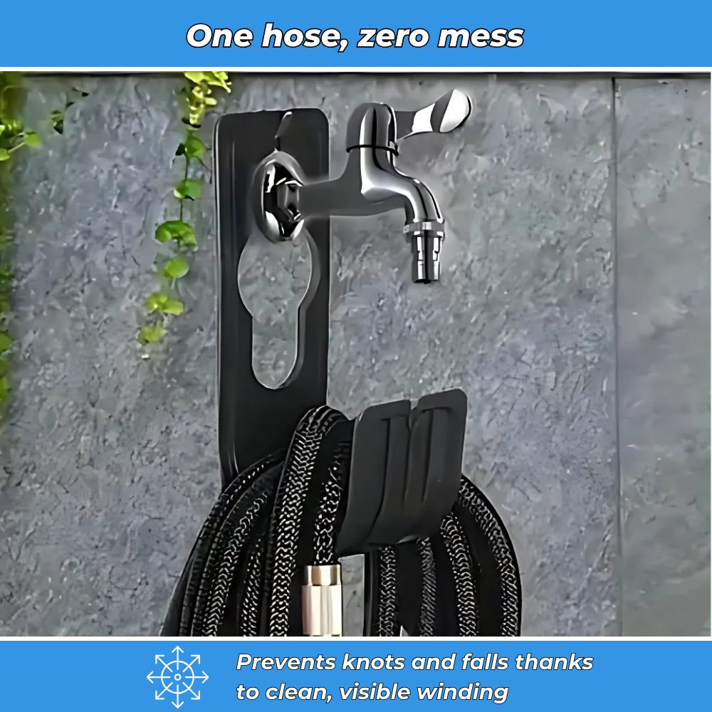Extendable metal wall-mounted hose rack