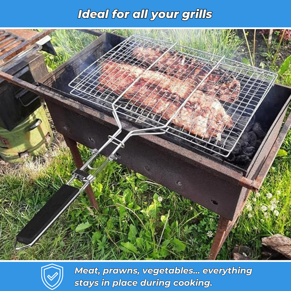 Stainless steel rotating BBQ cooking basket