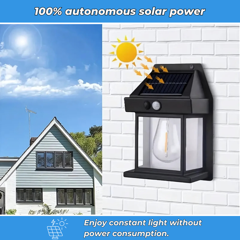 Solar-powered detection wall light