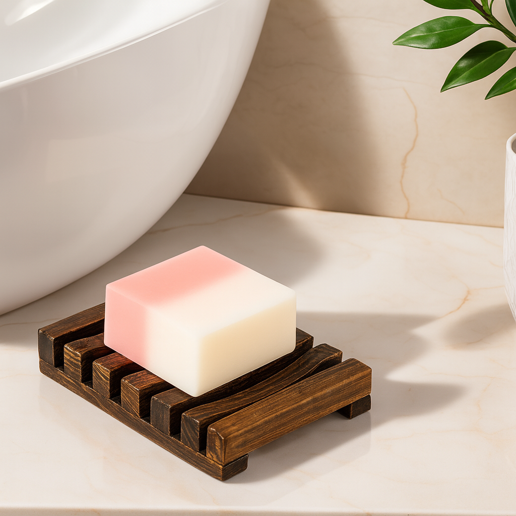 Wooden soap dish with drainage – Stylish and practical soap holder for the bathroom