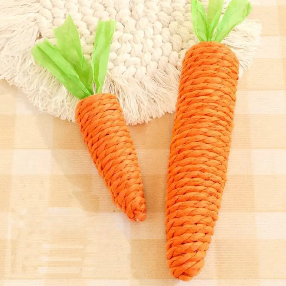 Set of 2 interactive carrot cat toys with built-in bell