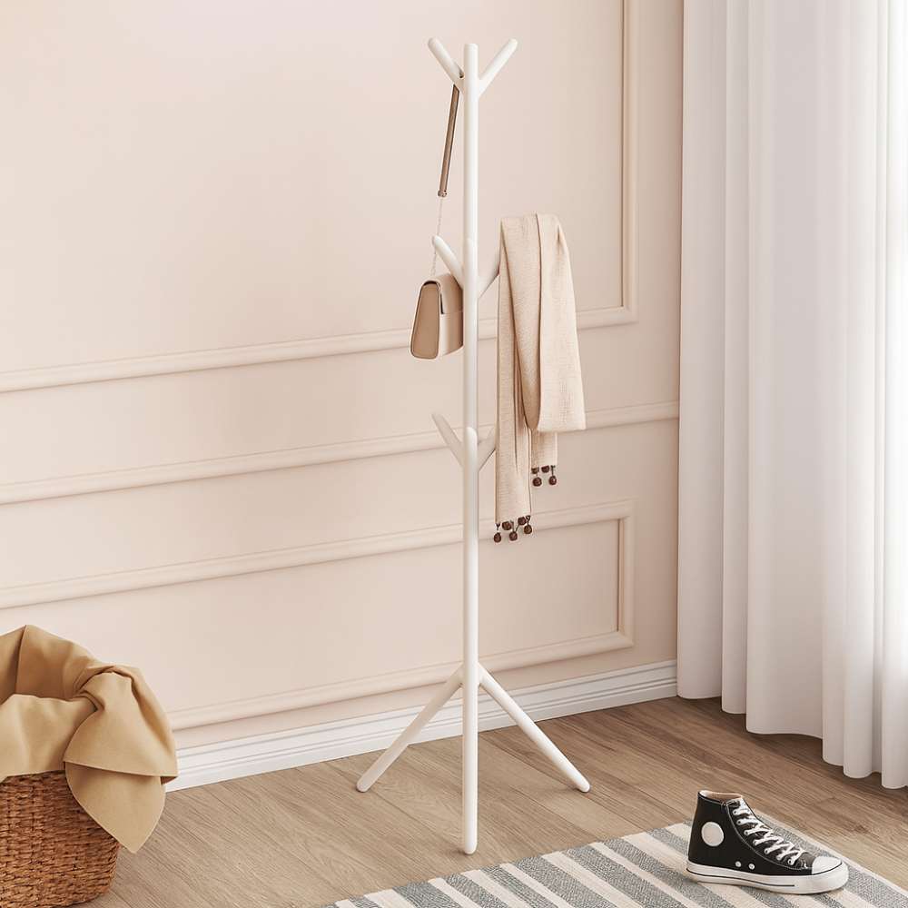 Modern adjustable coat stand – 3 heights, sturdy and space-saving for clothes, bags and hats