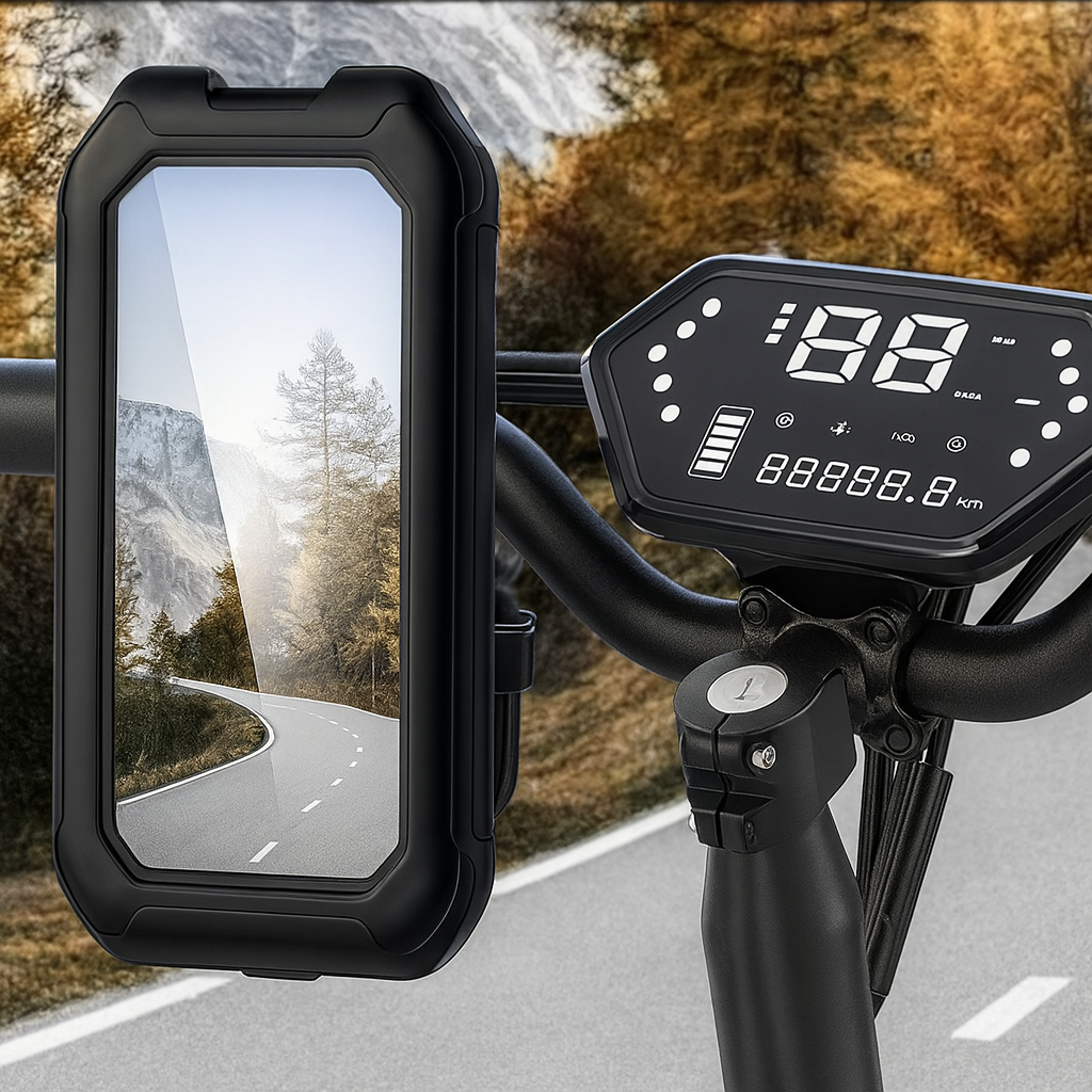 360° waterproof bicycle phone mount – Shockproof phone holder for mountain bikes, electric bikes and motorcycles