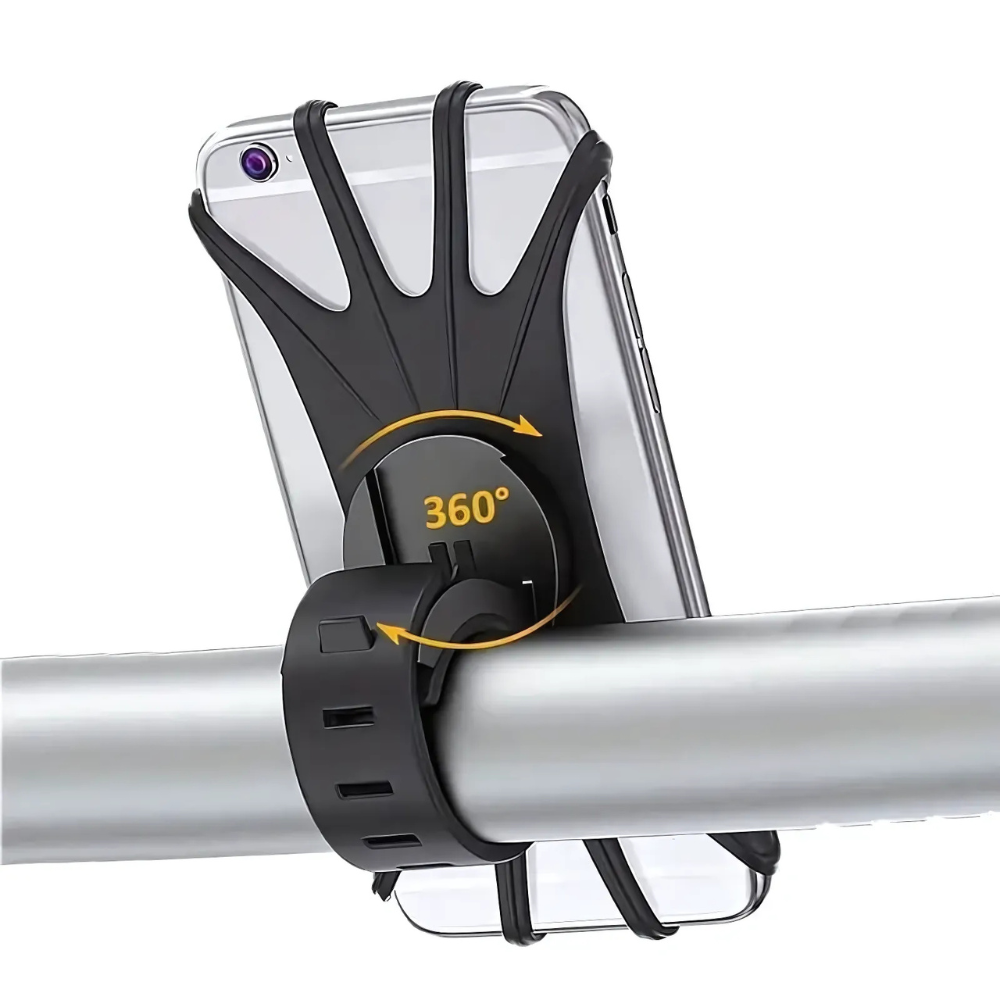 360° silicone bicycle phone holder – Universal rotating smartphone holder for bicycle handlebars