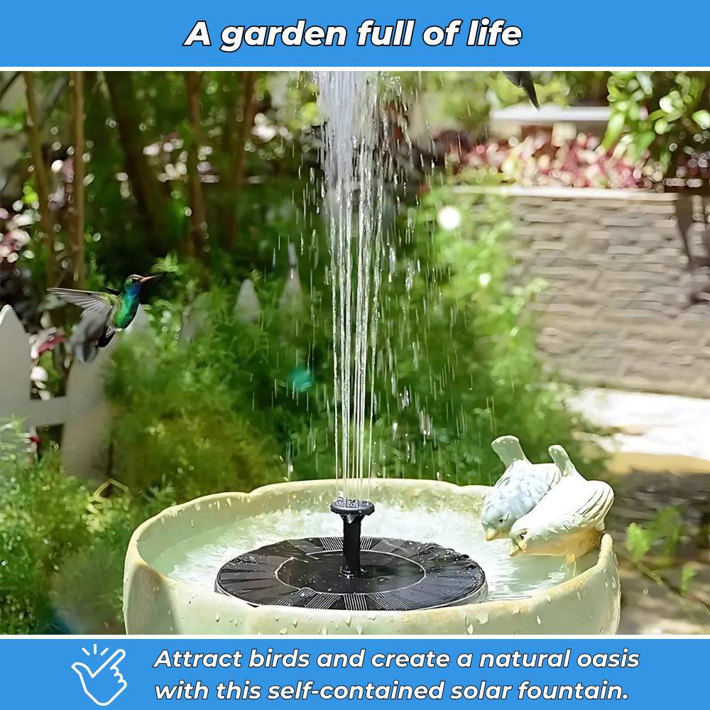 Self-contained solar fountain - Beautify and energize your garden in an instant