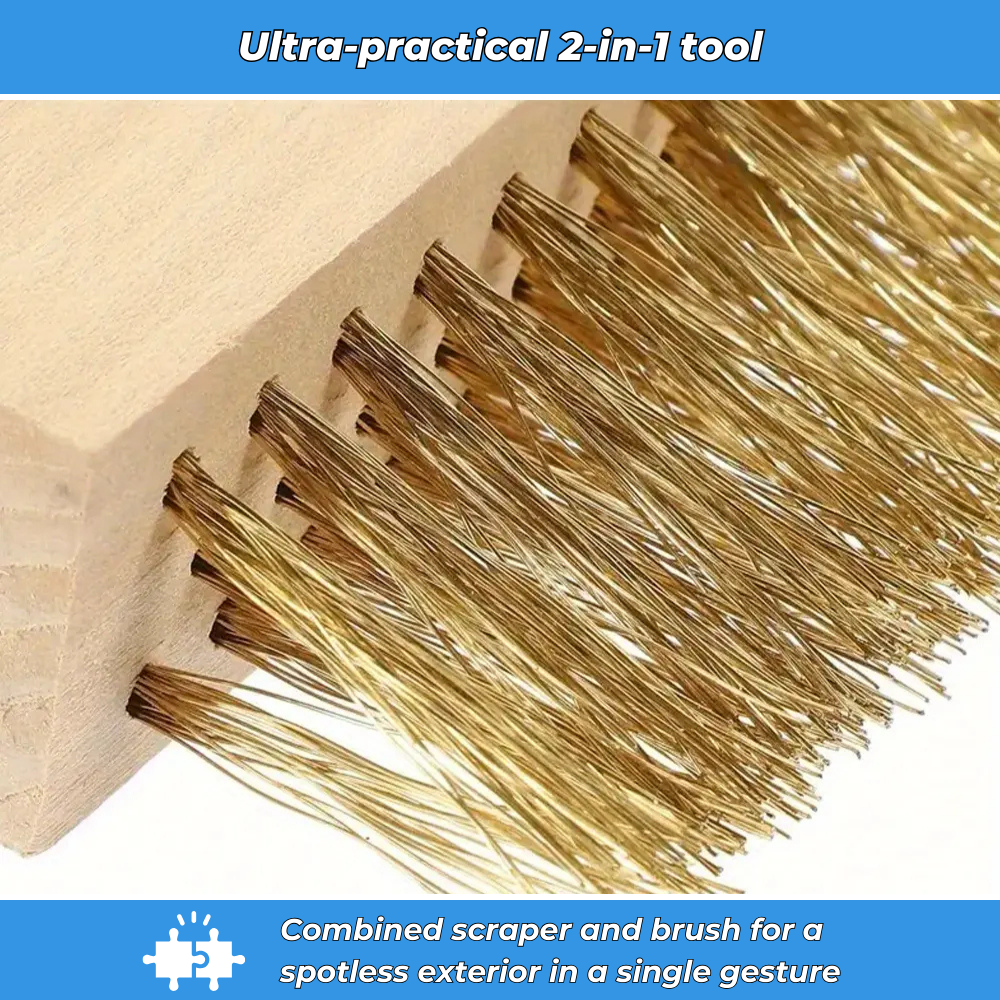 Weed Remover Tool with V-shaped Wire Brush & Blade Scraper