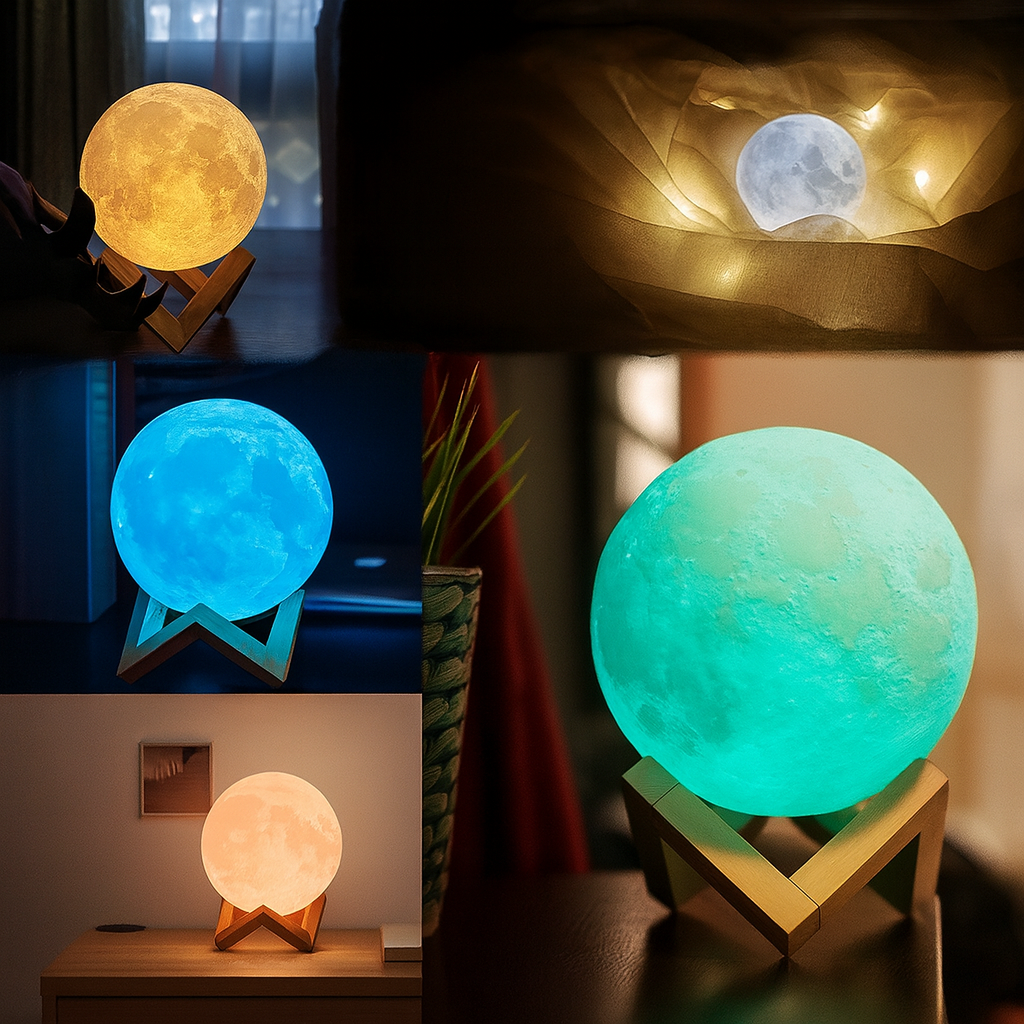 3D LED Moon Lamp with Remote Control – 128 Colours, Touch Control, Timer, Bedroom Decoration & Romantic Gift