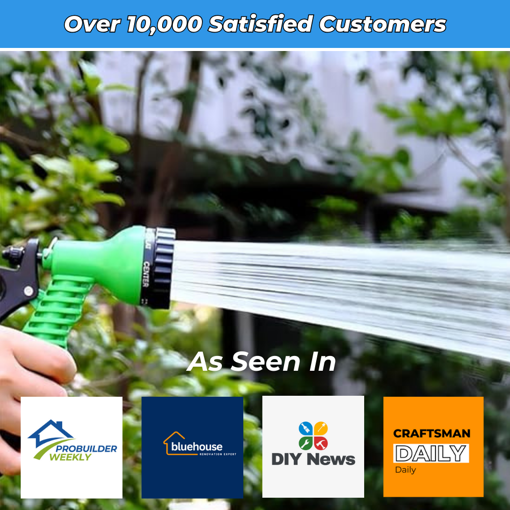 FlexiFlow - Expandable garden hose – 8 high-pressure spray modes