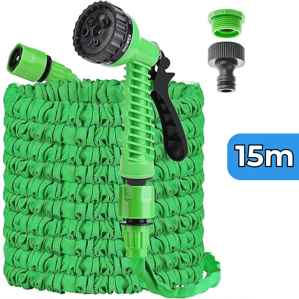 FlexiFlow - Expandable garden hose – 8 high-pressure spray modes