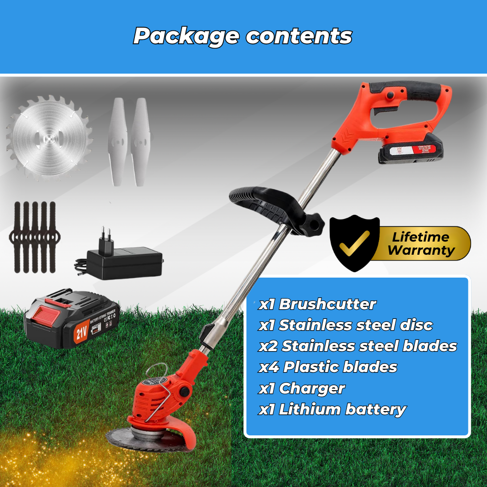 D80 PRO High-Power Cordless Brush Cutter – Cuts Grass, Bushes and Thick Branches