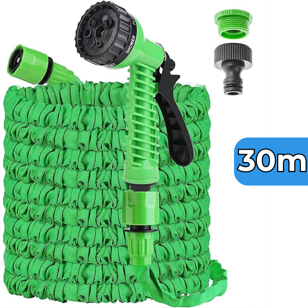FlexiFlow - Expandable garden hose – 8 high-pressure spray modes