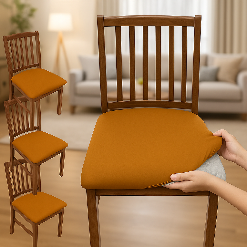 Plain stretch velvet chair covers, washable (set of 4)