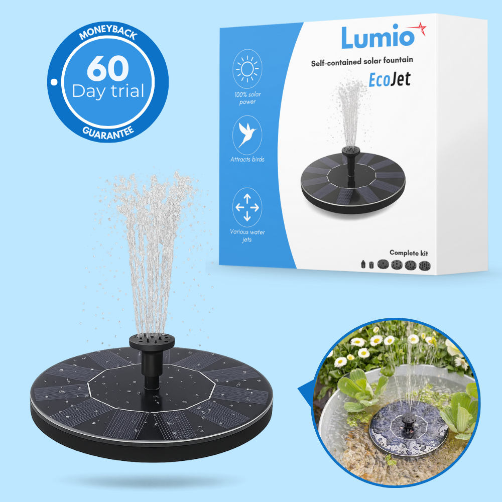 Self-contained solar fountain - Beautify and energize your garden in an instant