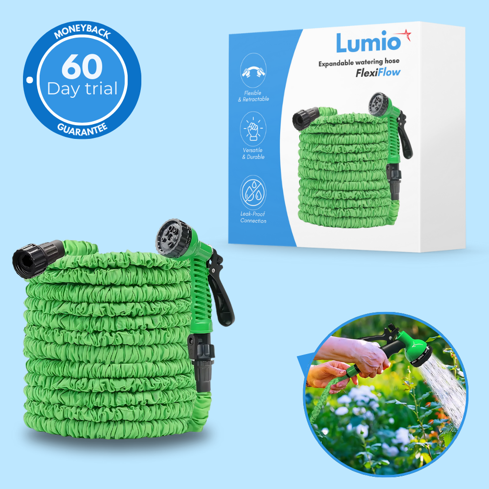 FlexiFlow - Expandable garden hose – 8 high-pressure spray modes