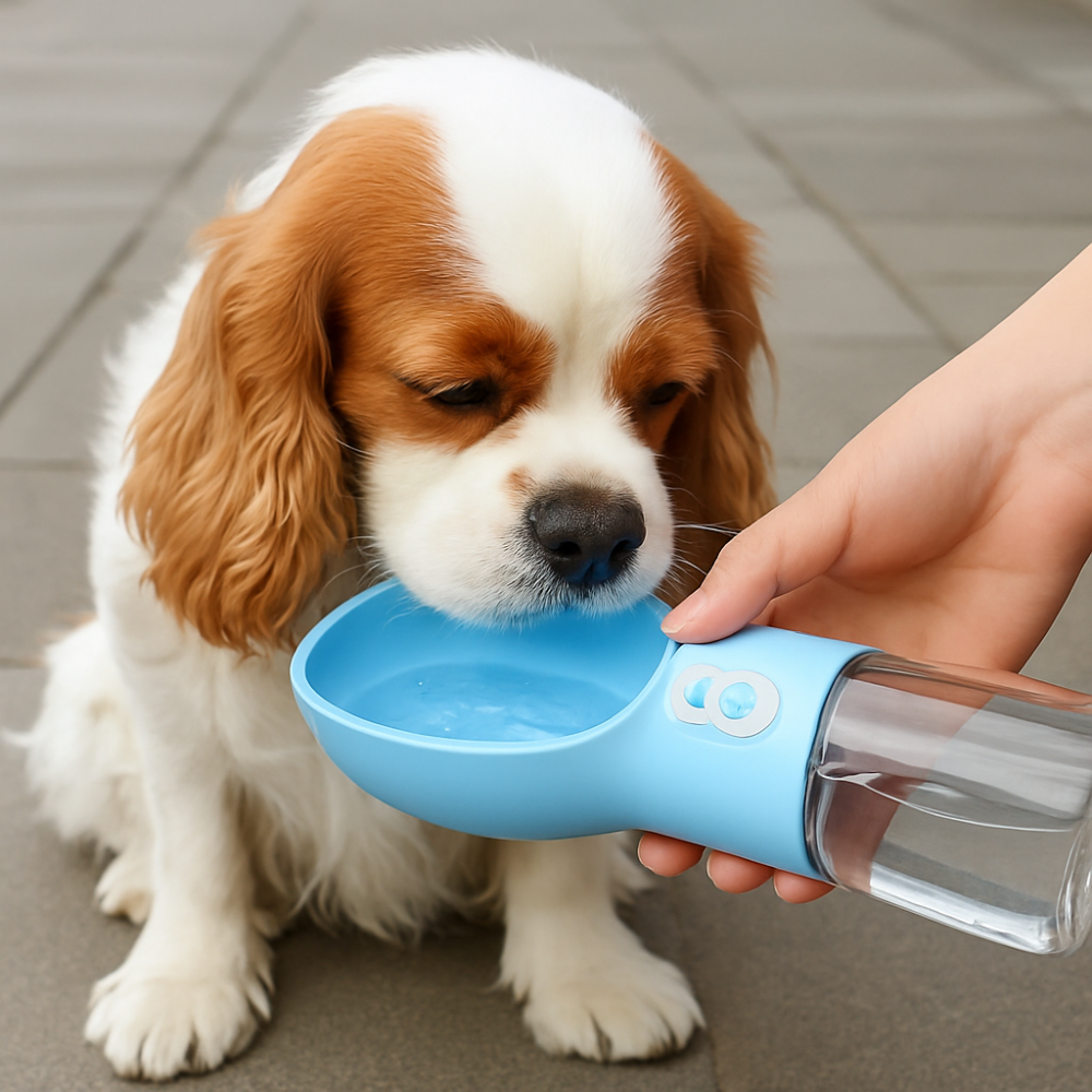 Travel Water Bottle with Built-In Bowl for Dogs