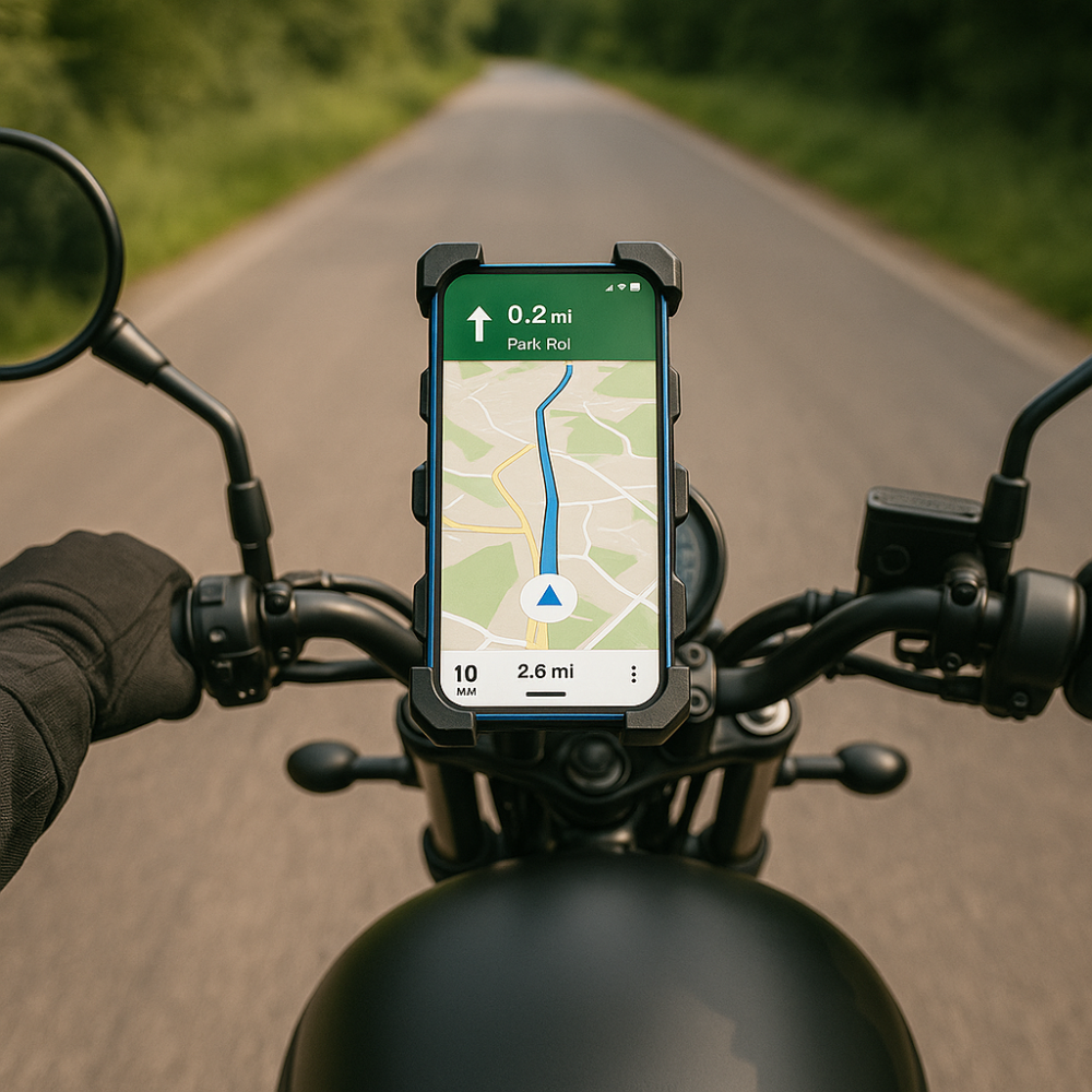Shockproof motorcycle phone holder – Secure GPS mount for motorcycle handlebars