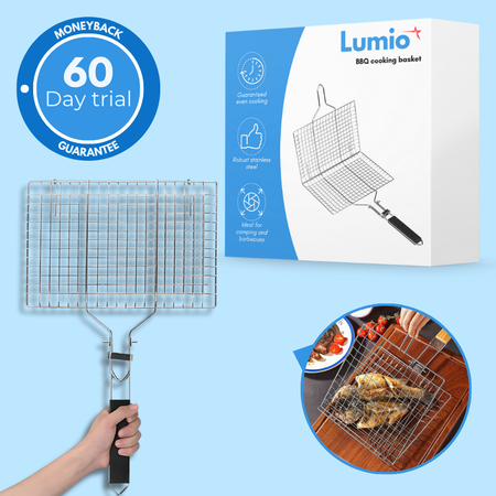 Stainless steel rotating BBQ cooking basket