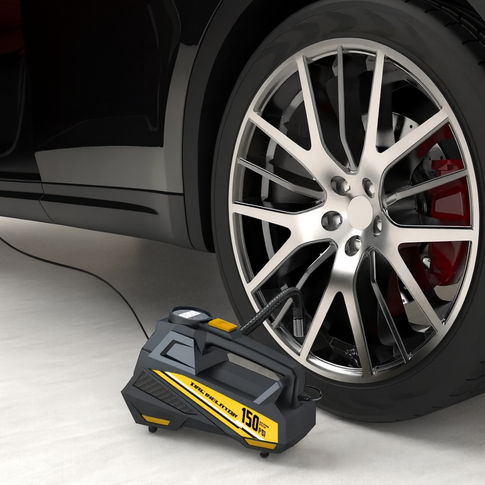 Portable 12V 150 PSI car air compressor with LED display – Digital tyre inflator