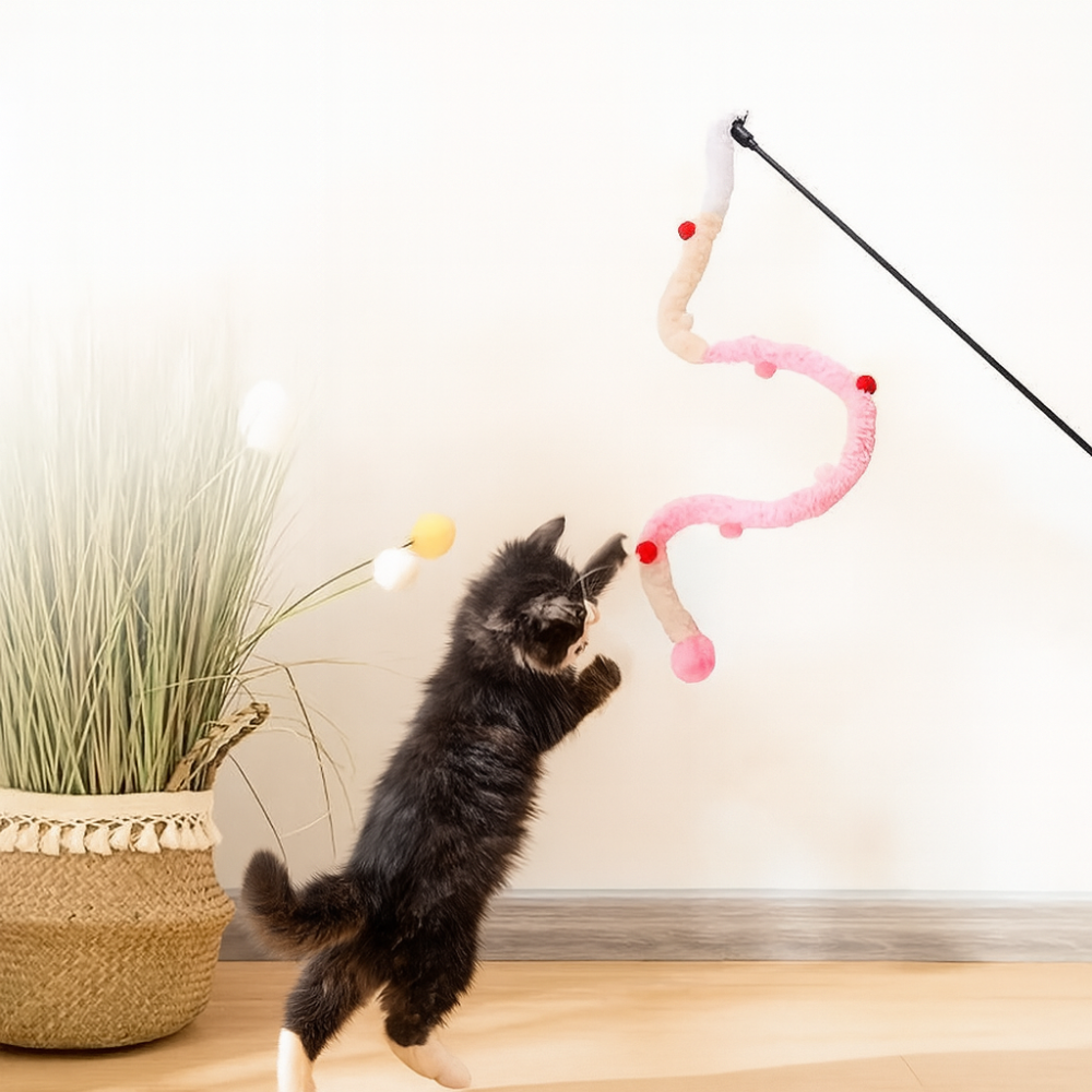 Plush Cat Toy with Flexible Wand