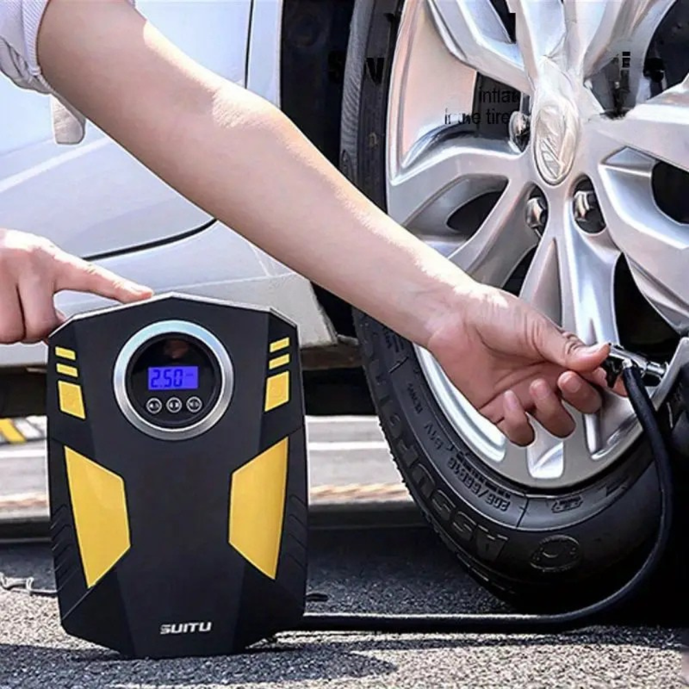 Portable LED air compressor – Car and motorbike tyre inflator