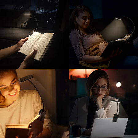 USB rechargeable clip-on reading lamp with soft light and memory function