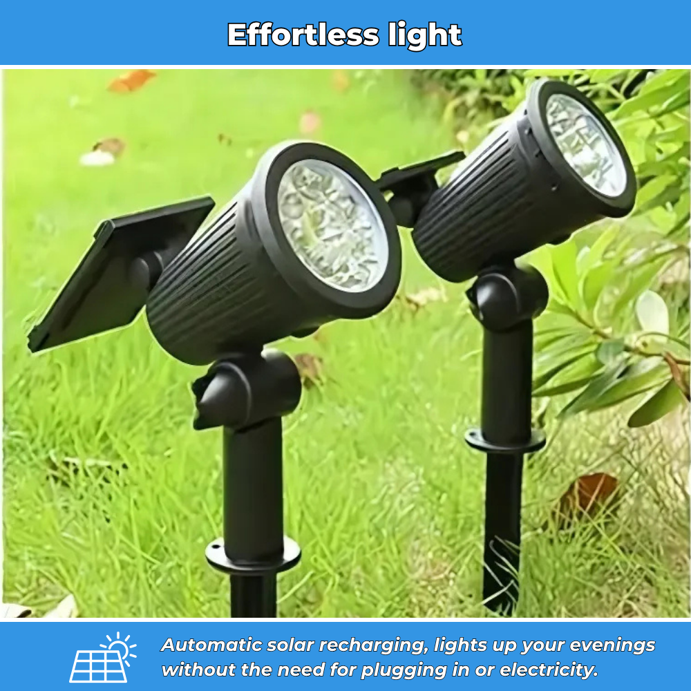 Outdoor solar LED spotlight, adjustable and waterproof