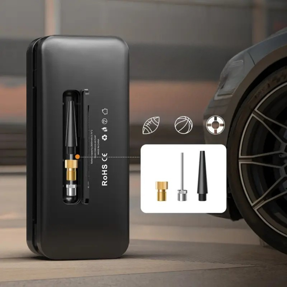 Portable tyre inflator for cars, motorcycles and bicycles – Electric air compressor