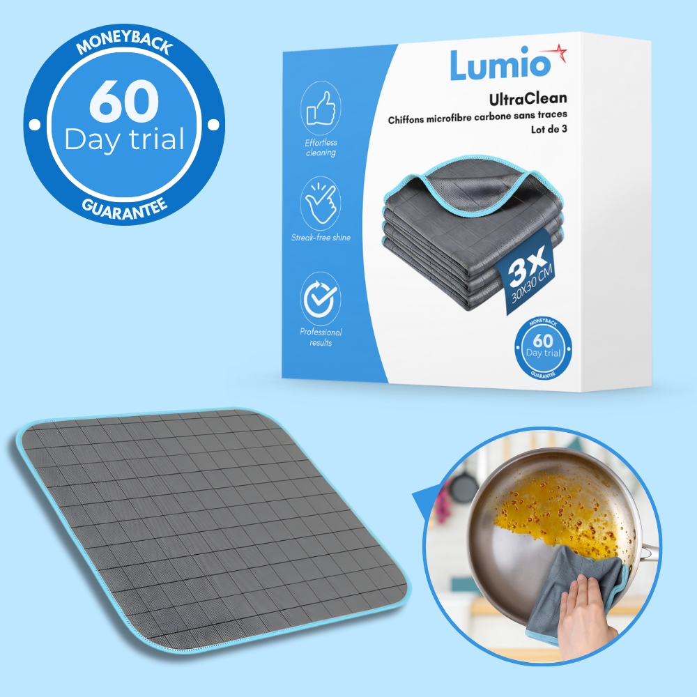 Carbon Microfibre Cleaning Cloths for Home – Pack of 3, Streak-Free Window & Surface Cleaning