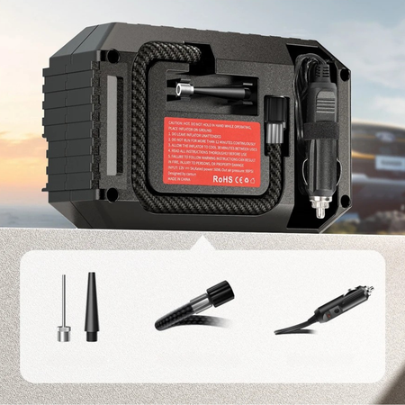 12V portable air compressor – LED car, motorbike and bicycle tyre inflator