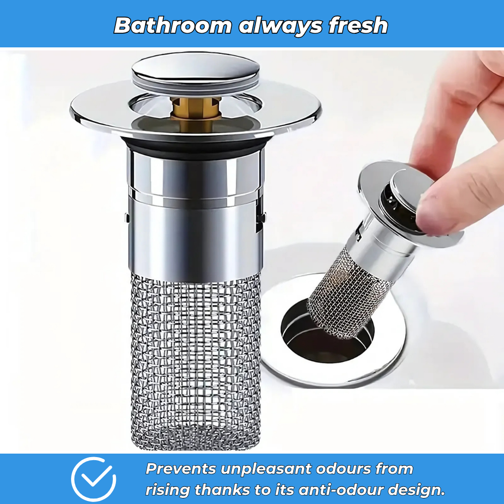 Washbasin plug with filter basket