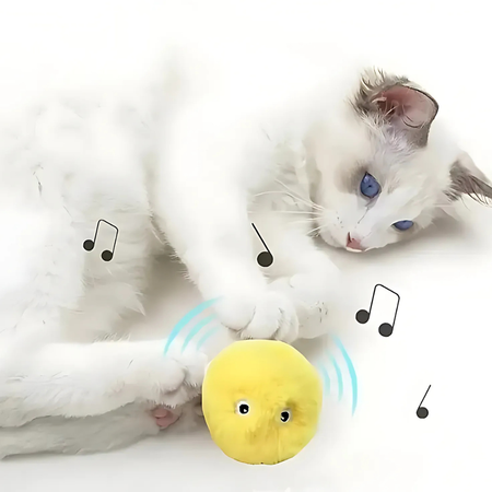 Interactive plush ball for cats – Soft and colourful educational toy with sound