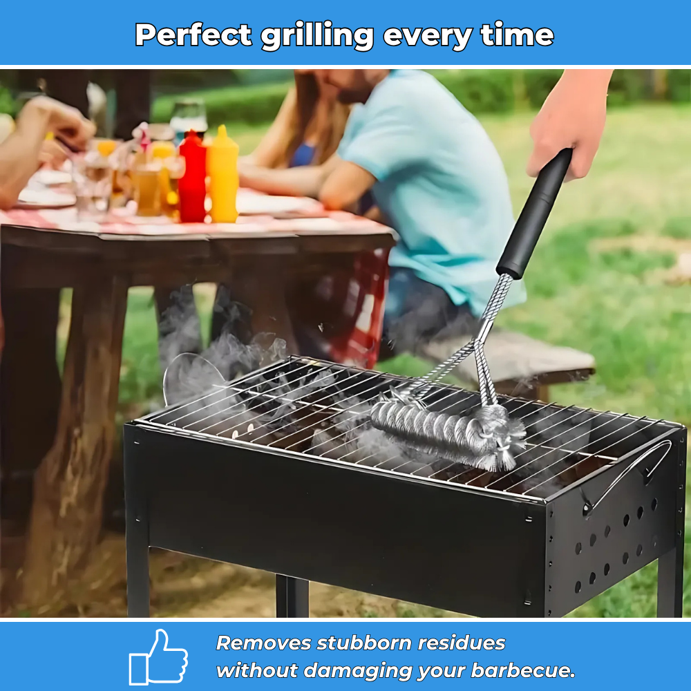 Stainless steel barbecue brush with long handle