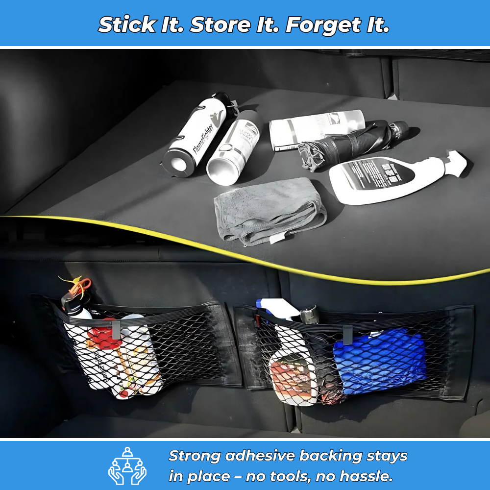 NetEase – Universal Car Mesh Net Organizer with Adhesive Backing