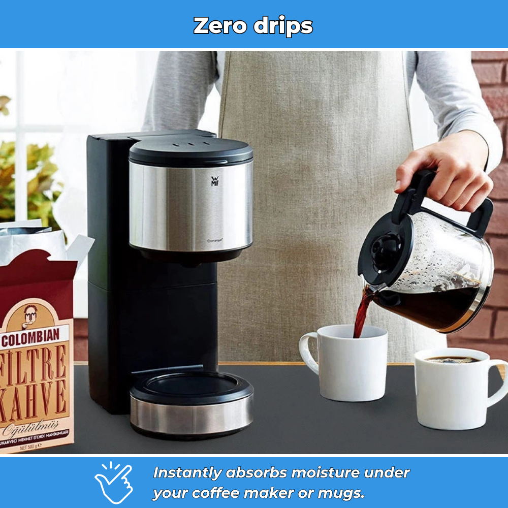 Anti-slip absorbent mat for coffee machine