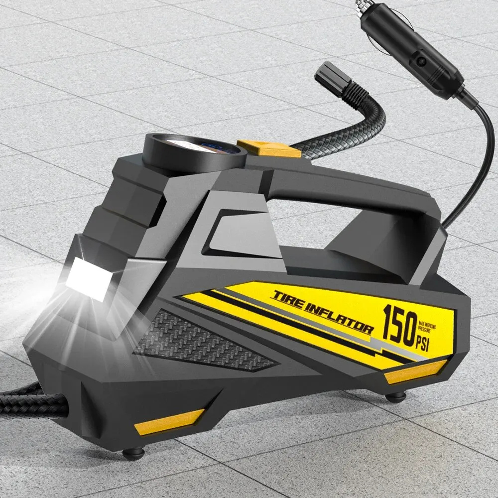 Portable 12V 150 PSI car air compressor with LED display – Digital tyre inflator