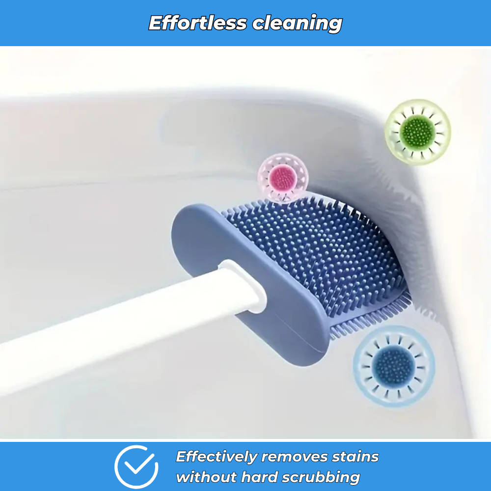 Wall-mounted silicone toilet brush – Set of 2 with holder