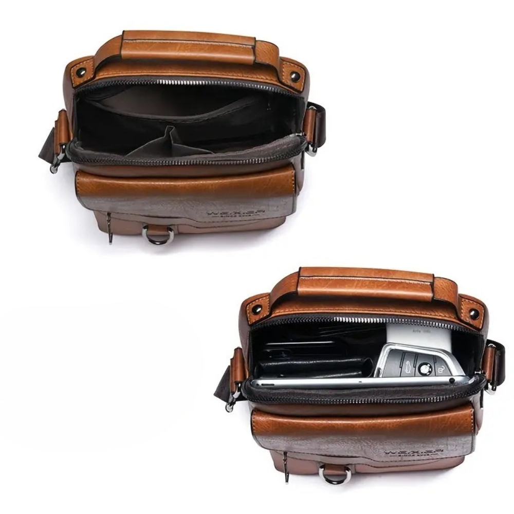 Vintage Leather Crossbody Bag for Men