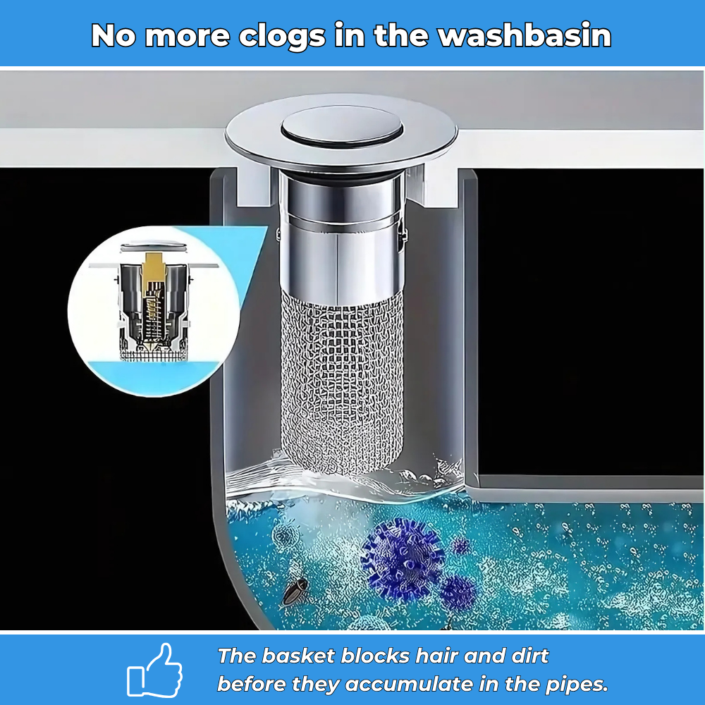 Washbasin plug with filter basket