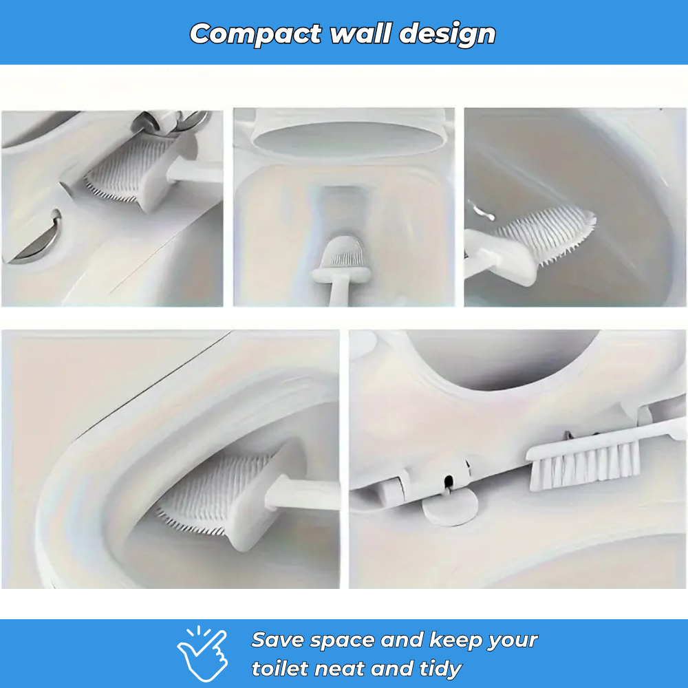 Wall-mounted silicone toilet brush – Set of 2 with holder