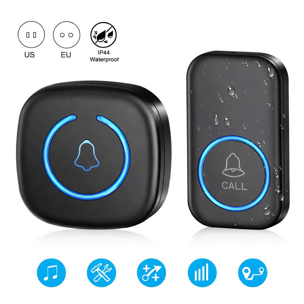 Wireless Doorbell Long Range Outdoor Waterproof Electronic with 60 Melodies