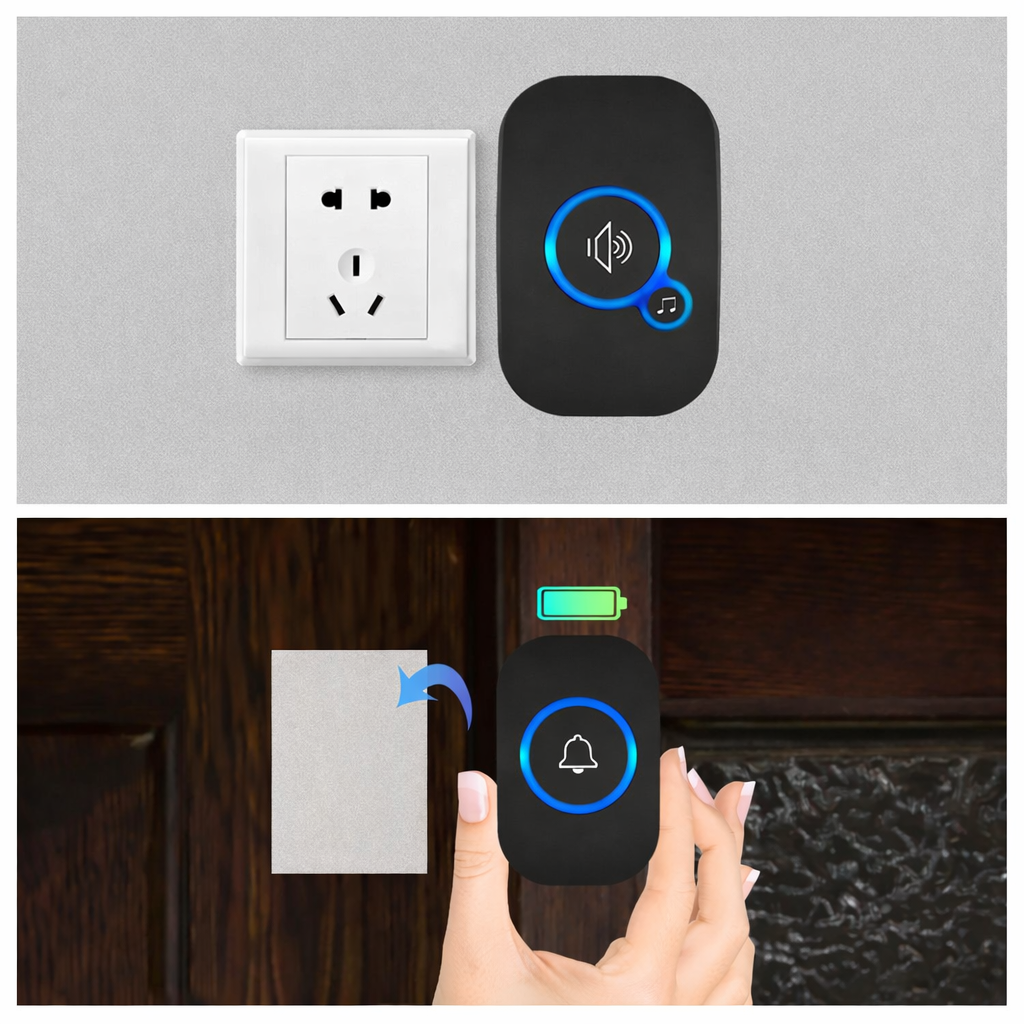 Wireless Doorbell Long Range Outdoor Waterproof Electronic with Plug-In Receiver