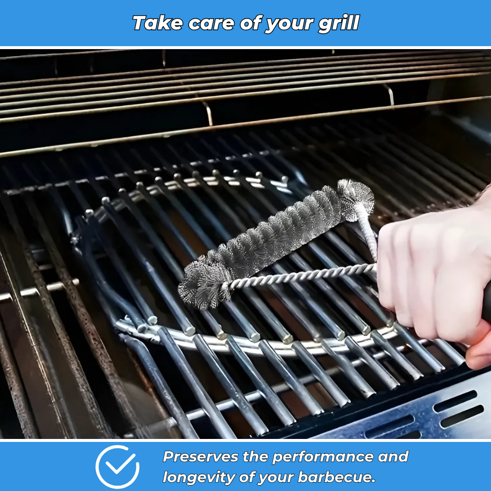 Stainless steel barbecue brush with long handle