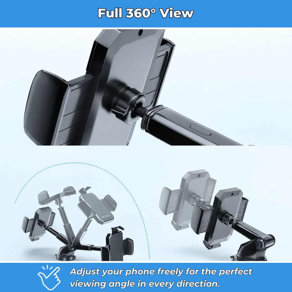 Auto360 PRO – Universal 360° Suction Car Phone Holder for Dashboard