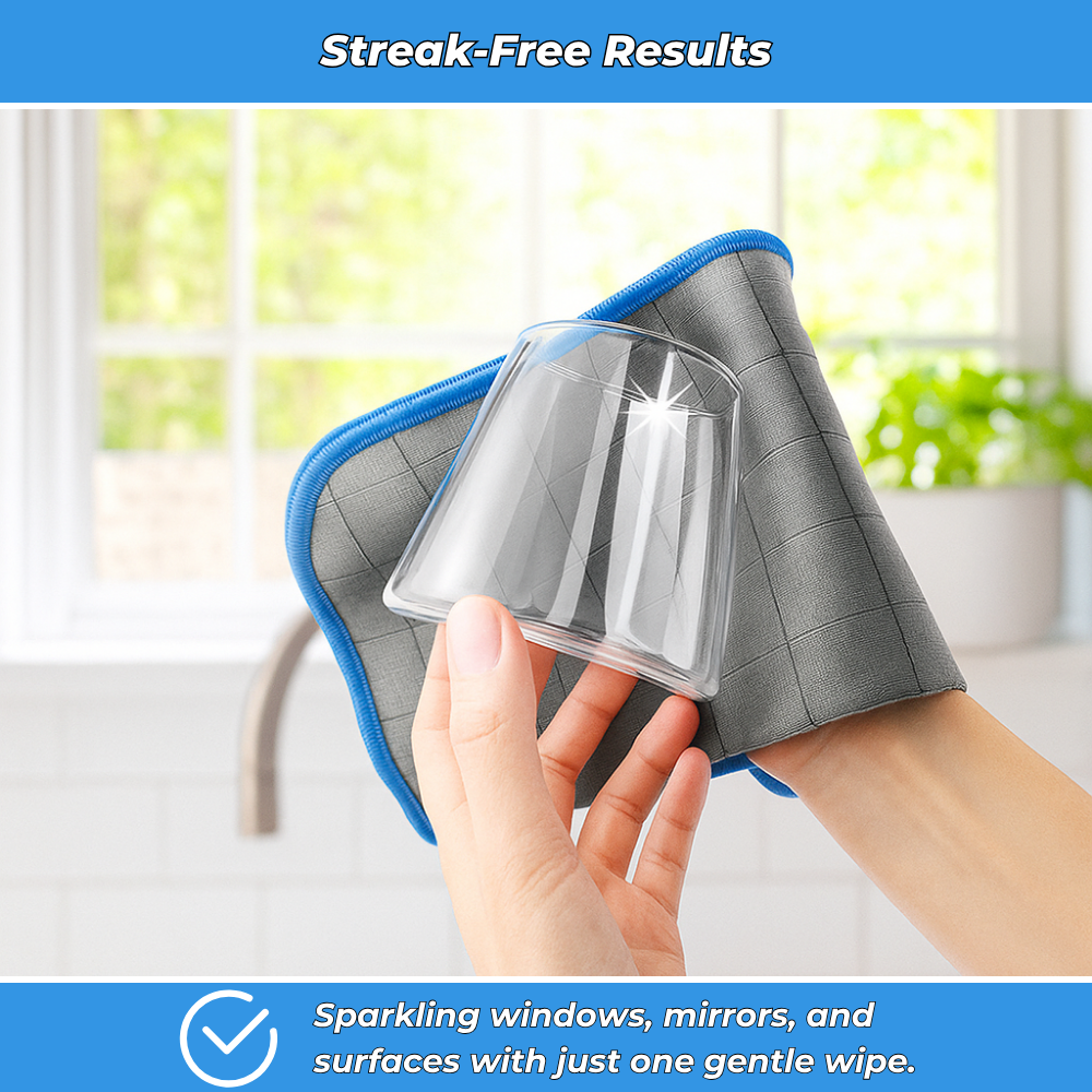 Carbon Microfibre Cleaning Cloths for Home – Pack of 3, Streak-Free Window & Surface Cleaning
